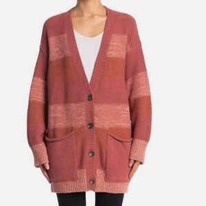 Free People Southport Oversized Beach button front Cardigan Sweater Sz S boho